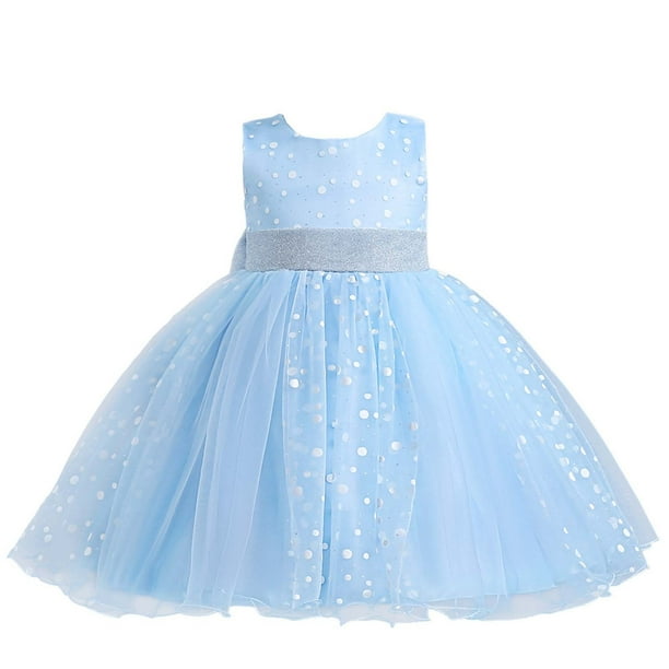 Vestido Para Niñas, Ropa Para Niñas, Vestido Para Niños, Vestido De Princesa Sin Mangas, Pajarita, Flores De Encaje, Vestido De Malla, Vestido Con Mechones, Azul Odeerbi LM103-2258