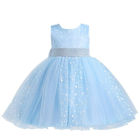 

Summer Savings Clearance 2023! loopsun Kids Dress Girls Sleeveless Princess Dress Bow Tie Lace Flowers Mesh Dress Tufted Dress Blue 3-4 Years