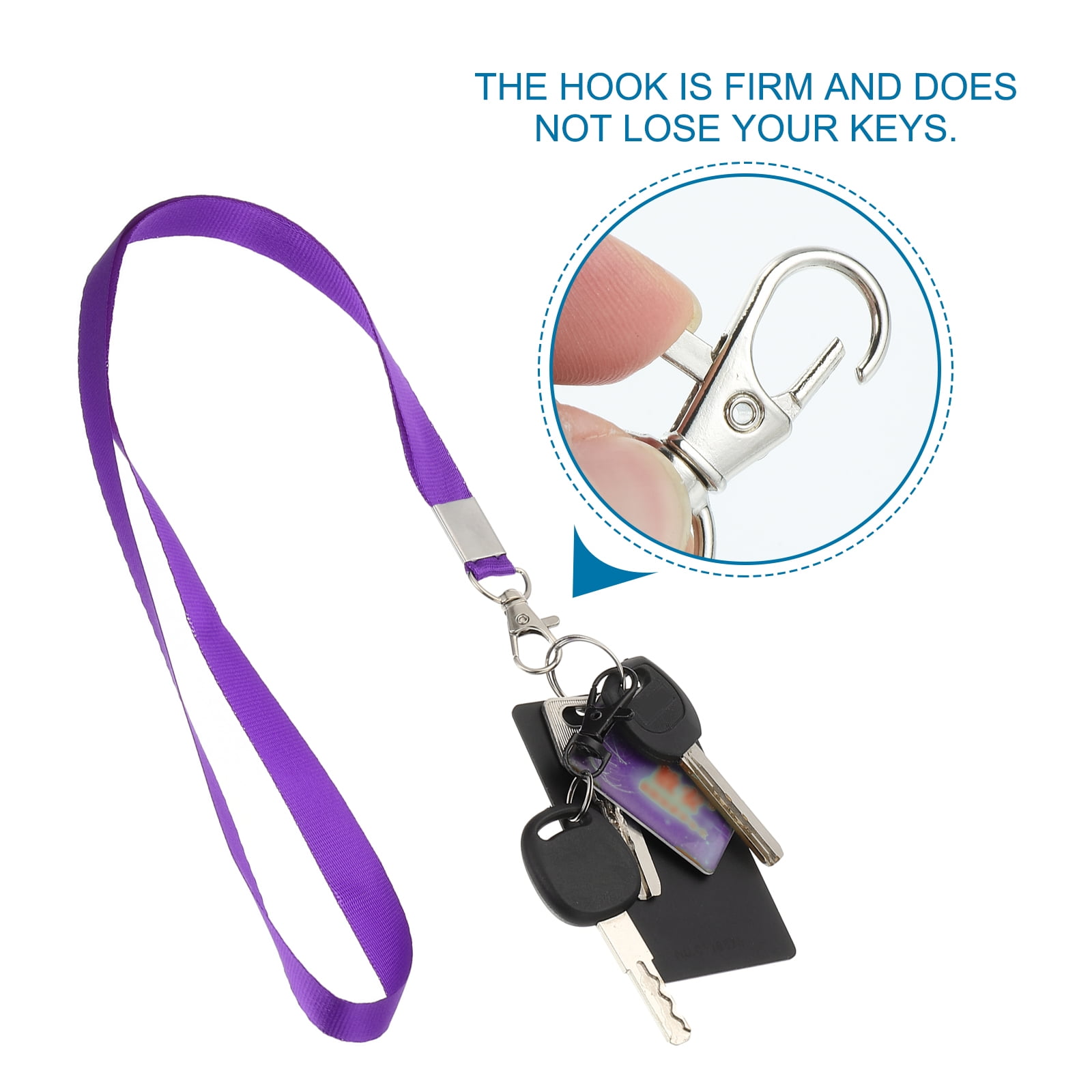 Uxcell 48cm Lanyards Bulk, 50Pcs Teacher Lanyards for ID Badges Keys Badge Lanyard Durable Personalized with Clip for ID Card, Purple