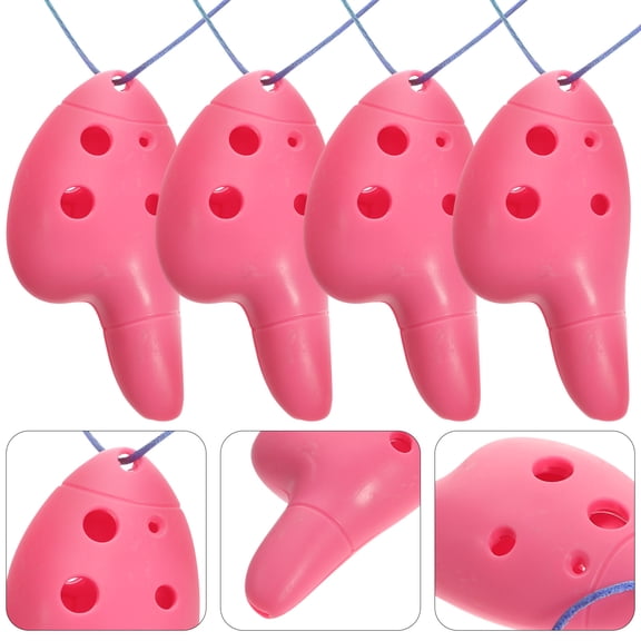 TABLZONE 4Set Ocarina for Beginner Pink ABS Miniature Instrument for Kids