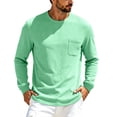 thumbnail image 4 of Bxsruta Mens Long Sleeve Crewneck Shirt Waffle Knit Front Pocket Casual Tee Vacation Beach Top, 4 of 6