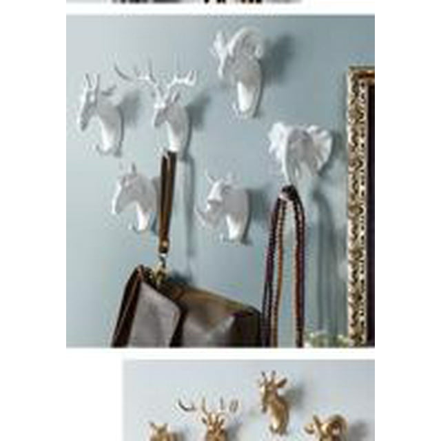 Dalazy Crochet Mural Tête d'Animal 3D en Résine pour Manteau Chapeau Crochet Mural en Résine Support Robuste Décoration Maison Type 5
