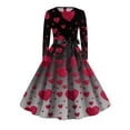 thumbnail image 4 of Women's Valentine s Day Heart Print Dress Long Sleeve Belted Waist Flowy A Line Skirt Romantic Red Heart Detail Comfortable Soft Material Perfect for Casual, Sizes S-5XL, 4 of 5