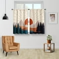 thumbnail image 2 of Boho Forest Kitchen Curtains - Aesthetic Modern Country Mountain Sunset Nature Sun Rustic Art Short Cafe Tier Curtains Decor for Living Room Rod Pocket Window Drapes 2 Panels Set 28"x36", 2 of 5