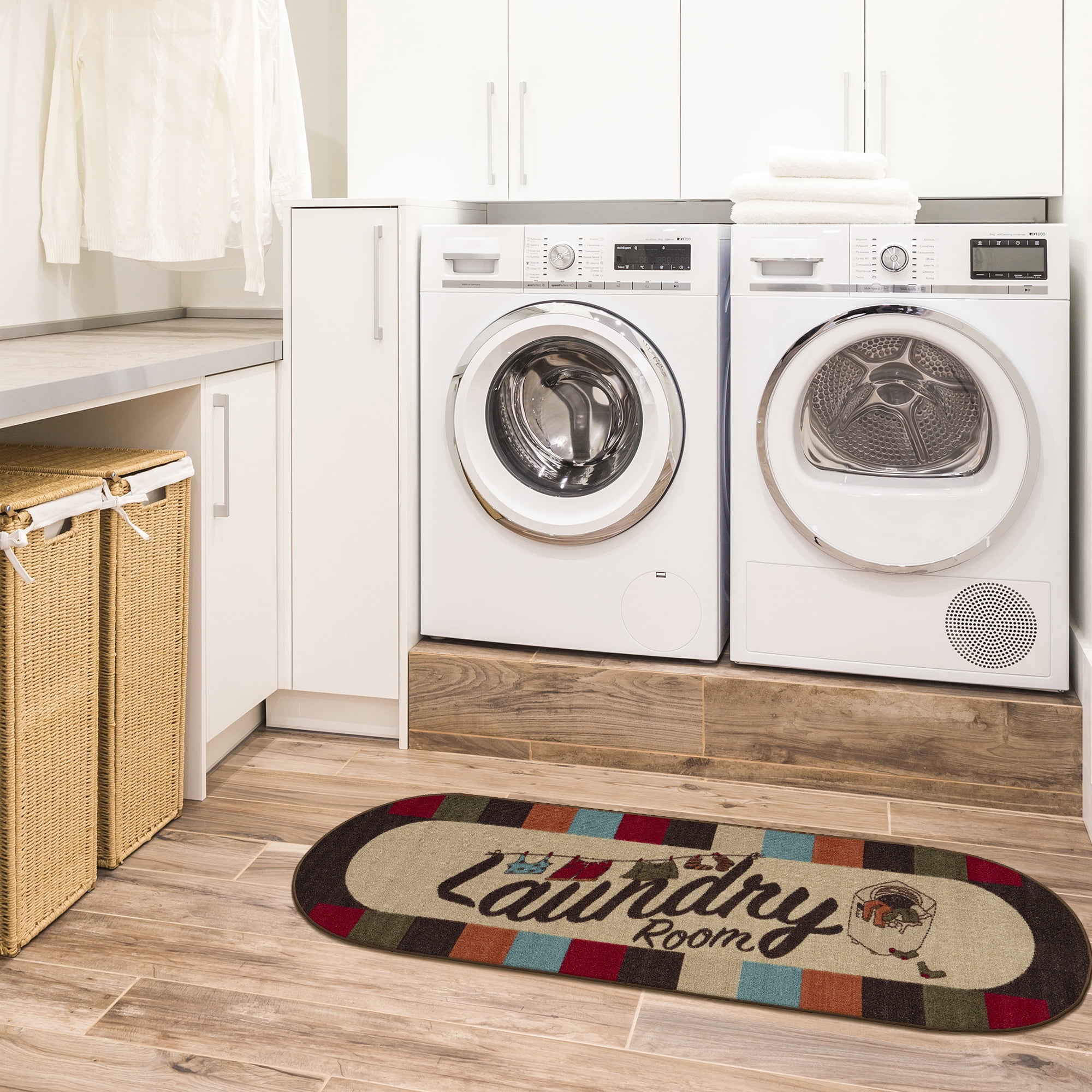 Ottomanson Laundry Non Slip with Rubberbacking Runner Rug, Multicolor, 20" X 59", Oval