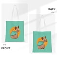 thumbnail image 3 of DouZhe Reusable Grocery Bags, French Bulldog Dog Animal Lightweight Polyester Canvas Cloth Tote Bag for Travle Gym Shopping School, 15" x 16", 3 of 7