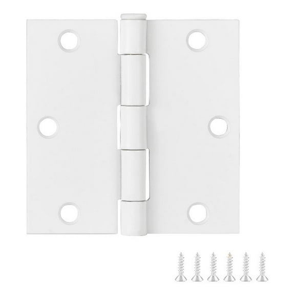 Design House 6-Pack Painted White Interior Door Hinges ? 3.5-inch x 3.5-inch ? Square Corner Radius Steel Door Hinge ? Fits Standard Doors ? 185892
