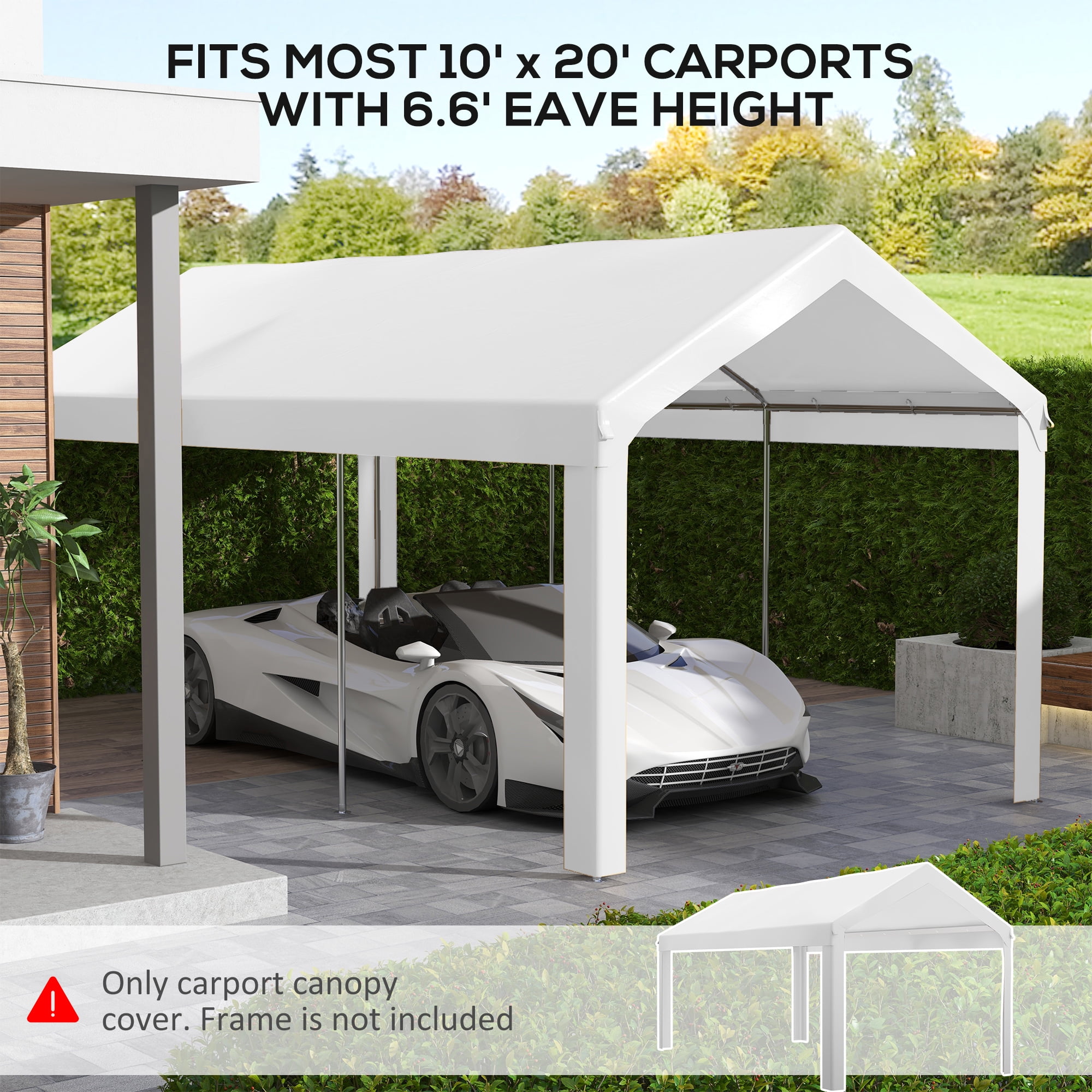 Outsunny 117.25 x 235.75 x 0.01 inches White Carport