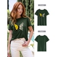 thumbnail image 4 of NFTOEIULA Women Butterfly Daisy Graphic Crew Neck Short Sleeve T-Shirt, 4 of 7