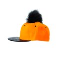 thumbnail image 2 of Unisex Style Faux Fur Pom Pom Snapback Flat Bill Cap Hat - Faux Croc Bill, Golden Yellow/Black, 2 of 4