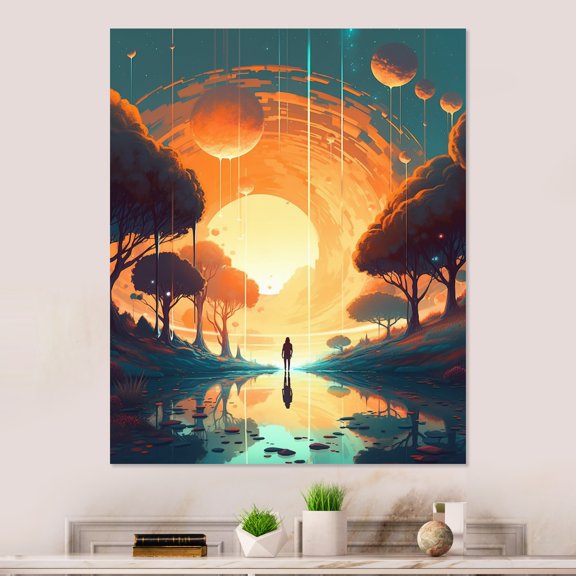 DESIGN ART Designart "Futuristic Dreams Iii" Space Canvas Wall Art 12 in. wide x 20 in. high