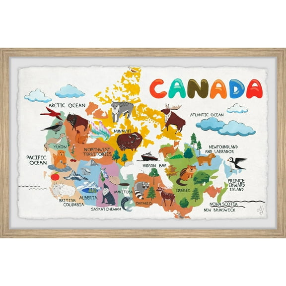 Marmont Hill Rainbow Canadian Map Framed Wall Art, 12" x 1.5"
