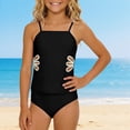 thumbnail image 7 of NAFUU Toddler Girls Swimsuit Solid Color Square Collar Sleeveless Swim Wear Two Piece Tankini Swim Suits Comfortable Breathable Plus Size Bathing Suit For Girl Sizes 6-7 Years, 7 of 7
