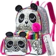 thumbnail image 1 of BIKAB-mochilas escolares para niñas y adolescentes, morral escolar con lentejuelas de dibujos animados de Panda, para mujeres, 1 of 3