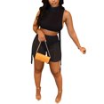 thumbnail image 1 of SAYOO - Conjunto de dos piezas para mujer, camisetas sin mangas de color sólido y pantalones cortos de malla transparente SAYOO  Moda, 1 of 5