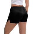 thumbnail image 3 of INSPIRE CHIC Mother's Day Women's Side Slits Ice Silk Knickers Loose Fit Mid-Waisted Full Coverage Solid Slip Shorts S Black, 3 of 5
