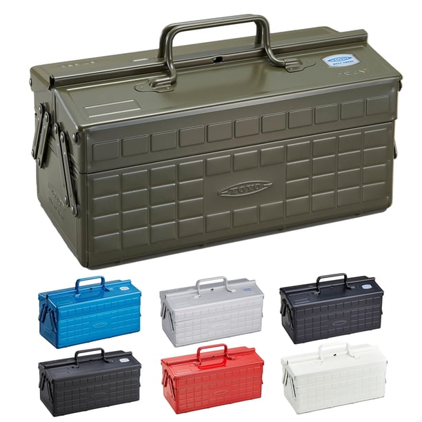 Caja de herramientas TOYO ST-350MG de acero de 2 niveles, color verde militar