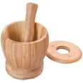 thumbnail image 1 of Bamboo Mortar and Pestle Set with Lid Spice Grinder kitchen Cooking Tools for Herb Spice Mixing Grinding Bowl Kitchenware - -, 1 of 5