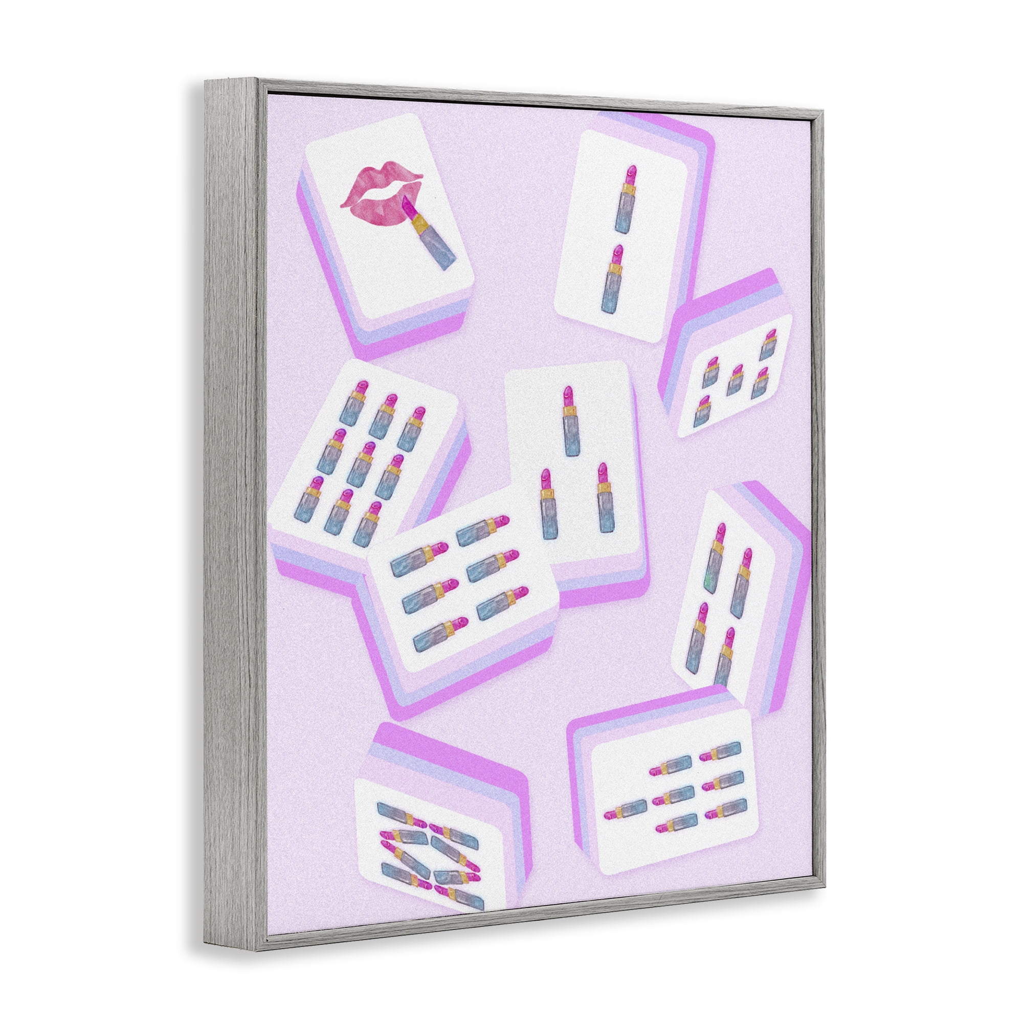 Stupell Industries Glam Lipstick Mahjong Tiles Gray Framed Giclee Art, design by Ziwei Li