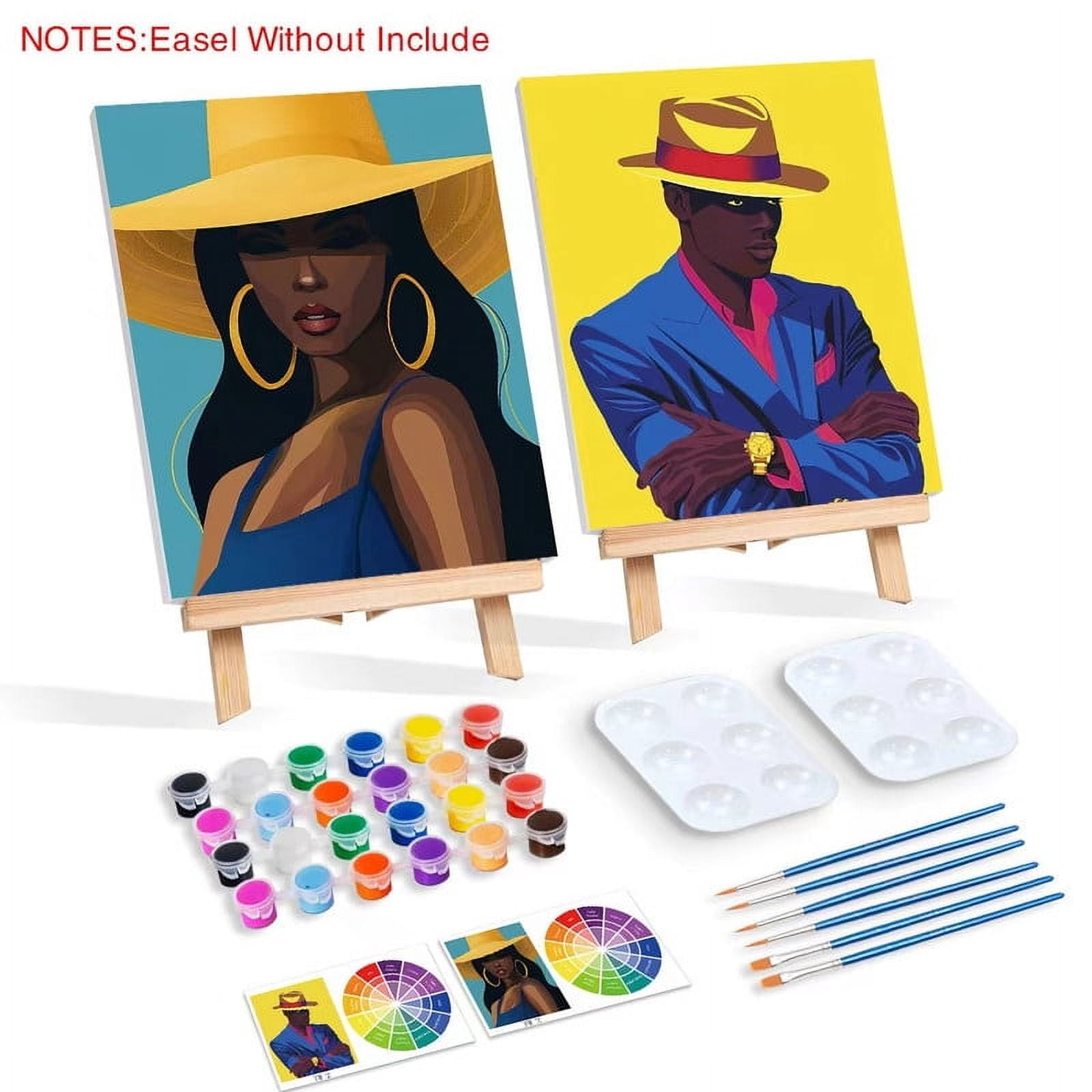 Paint and Sip Kit for Adults with Stand, 8x10 Inch Pre Drawn Stretched Canvas for Painting Your Partner Date Night Valentines Day