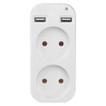 thumbnail image 1 of Adaptador de corriente europeo con enchufe doble y doble USB. Regleta de enchufes. Enchufe UE., 1 of 8