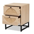 thumbnail image 4 of Baxton Studio Ardon Brown Wood and Black Metal 2-Drawer End Table with Rattan, 4 of 11