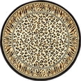 thumbnail image 1 of Unique Loom Tapis de Conception de Bordure de Guépard 4' x 4' Rond Ivoire/noir, 1 of 10