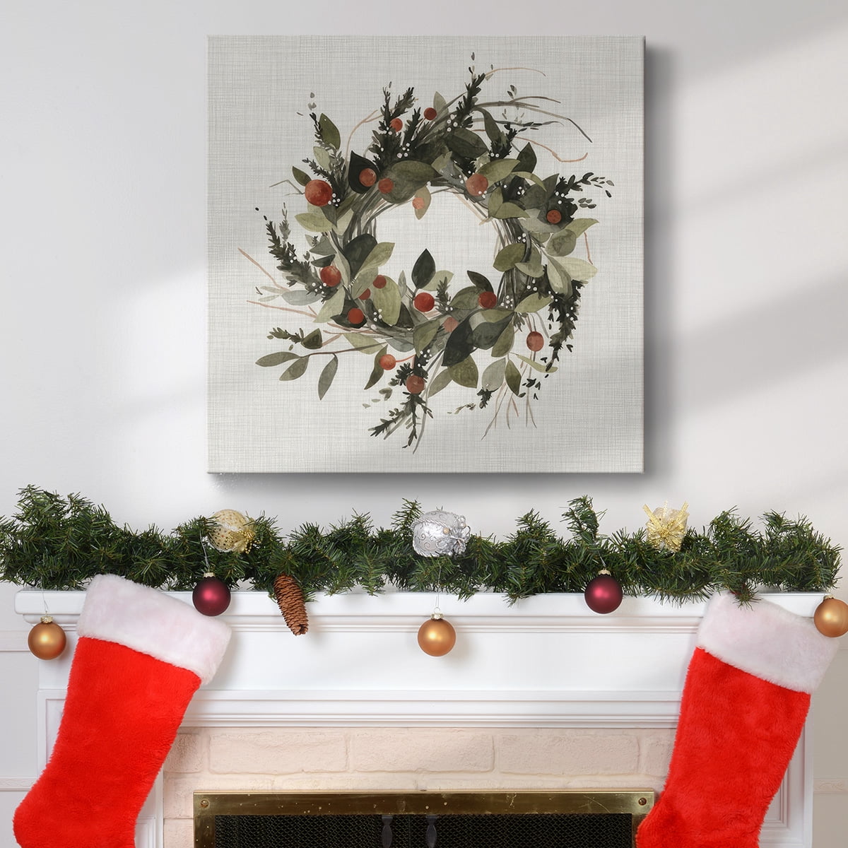 Farmhouse Wreath II- Gallery Wrapped Canvas