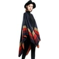 thumbnail image 4 of PIKADINGNIS Women Shawl Wraps Stripe Poncho Open Front Sweater Cardigan Coat Cape Fleece Blanket Scarf, 4 of 6