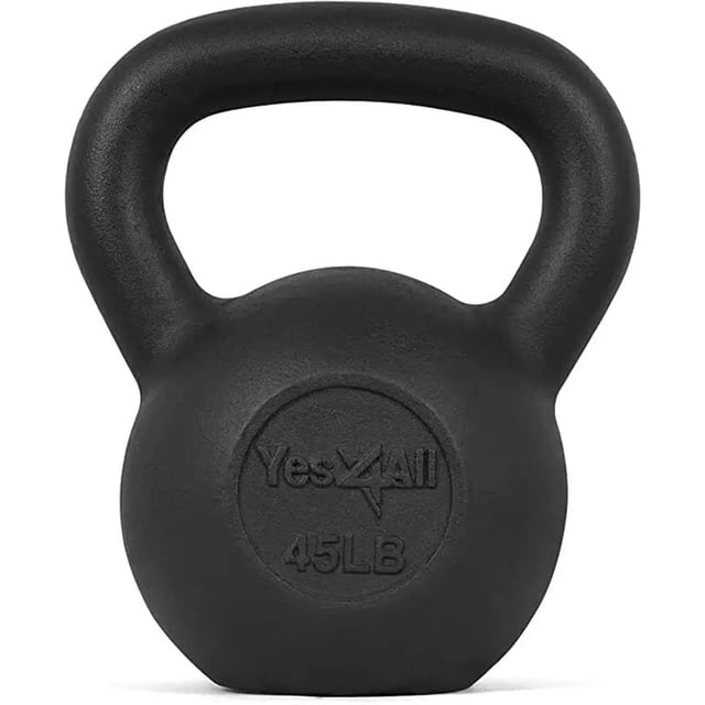 Juego de pesas rusas Yes4All de hierro fundido macizo de 5 a 50 kg, color negro