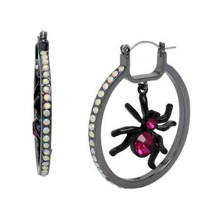 Betsey Johnson Womens Spider Hoop Earrings C80