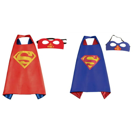 Blue & Red Superman Costumes - 2 Capes, 2 Masks with Gift Box by Superheroes