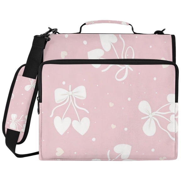 DIXRUYEE Zipper Binder File Keeper Documents Organized-Blush Pink Bow Of Pattern