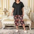 thumbnail image 5 of FUNDUFI Women'S Pajama Sets Short Sleeve Tops Capri Pants Oversized 2Pcs Pjs Set Comfy Sleepewar Outfit Cozy Nightwear, 5 of 7