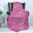 thumbnail image 4 of Modern Soft Flannel Fleece Blanket, Brick Wall Backdrop in Pastel Color Birthday Street Celebration 90's Retro Invitation, Cozy Plush for Indoor and Outdoor Use, 50" x 70", Magenta, by Ambesonne, 4 of 5