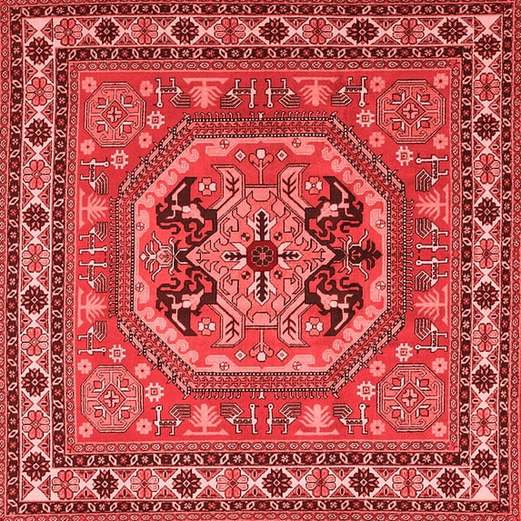 Ahgly Company Indoor Square Persian Red Traditional Area Rugs, 7' Square