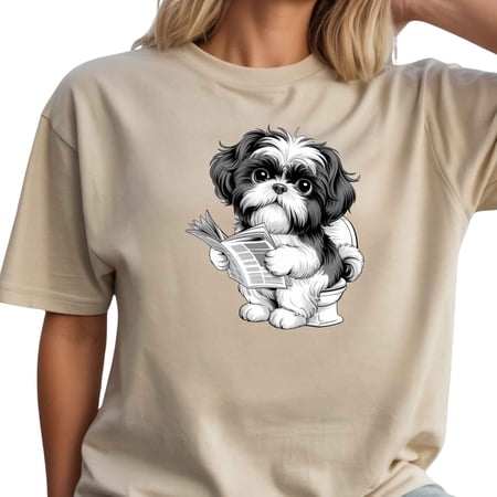 Toilet Times Shih Tzu Eco Solvent Heat Transfer Ready to Press 2 Pack 6in x 6in (Transfers Only)