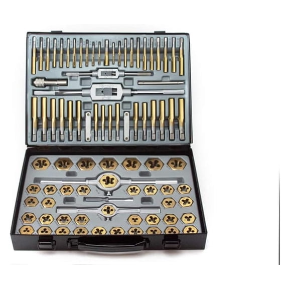 86pc Tap and Die Combination Set Tungsten Bearing Steel Titanium Coated SAE AND METRIC Tool