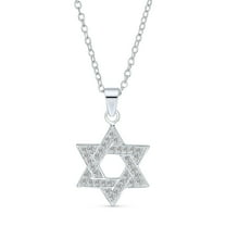 Bling Jewelry Womens Cubic Zirconia Star of David Pendant Necklace 14K Gold Plated Silver Jewish Gift