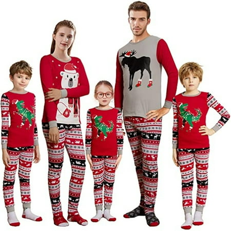 

Spring hue Christmas Parent-child Pajamas Pullover + Color Block Pants