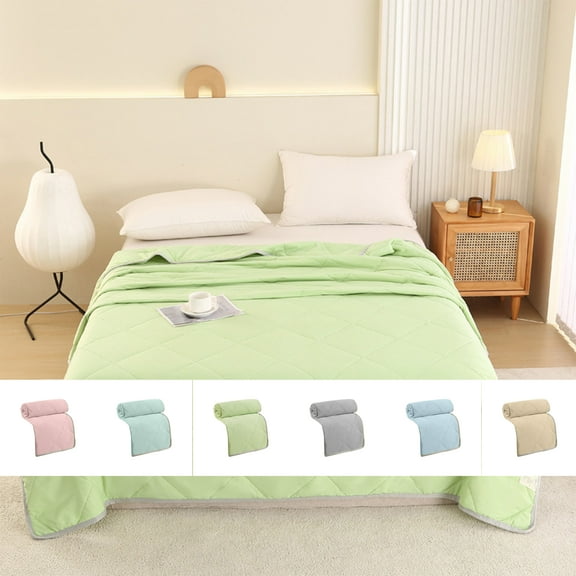 Cooling Blankets for Hot Sleepers, Hwkond Soybean Fiber Refrigeration Quilt Cool Quilt Washed Cotton Quilt Core Single Machine Washable Thin Quilt,Green,150x200cm