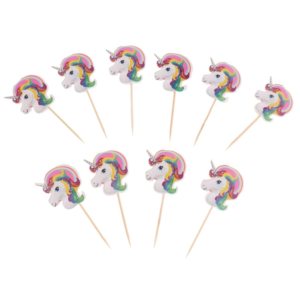 10pcs Magical Unicorn Cupcake Toppers Birthday Wooden Chopsticks Choice of  - Walmart.com