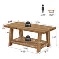 thumbnail image 2 of Finmind Solid Wood Coffee Table, 2-Tier Rectangle Accent Center Table with Lower Storage Shelf, Farmhouse Simple Cocktail Tea Tables for Living Room, Brown, 2 of 8