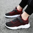 thumbnail image 6 of Tfken Big Girls Running Athletic Shoes Platform Daily Wear Hook & Loop Mesh Patchwork Red Sneakers For Children Size 11-11.5 Years, 6 of 7