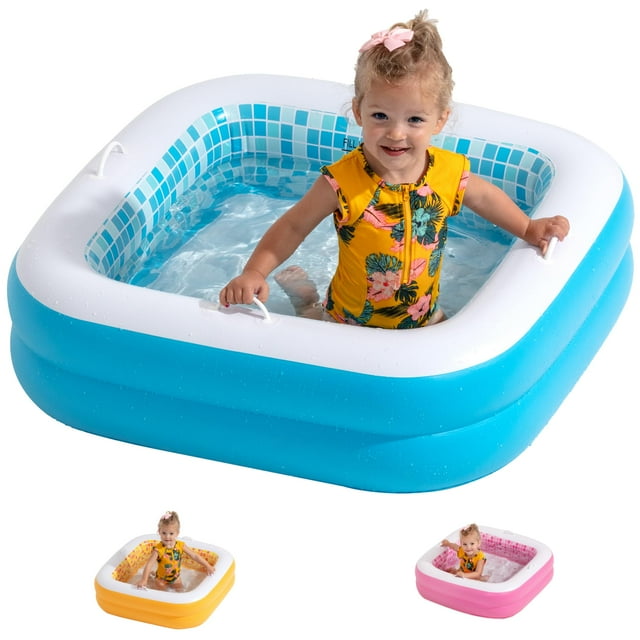 Piscina inflable para bebés GRIP A POOL con suelo acolchado azul