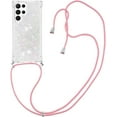 thumbnail image 4 of Long Crossbody Lanyard Clear Case for Samsung Galaxy S23 Ultra (Not S23) with Adjustable Neck Strap, Glitter Sparkly Bling Quicksand Phone Cover Cases for Samsung S23 Ultra QKG Colorful, 4 of 7