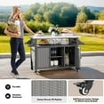 thumbnail image 3 of YODOLLA Outdoor Bar Cart with Rattan Storage Cabinet, Outdoor Prep Table Grill Cart with Rolling Wheels, Gray, 3 of 7