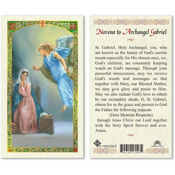 Novena to Archangel Gabriel Laminated Prayer Cards - Pack of 25
