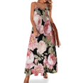 thumbnail image 1 of Vestido sexy sin mangas con rosas vintage rosas sobre negro, vestido lindo, 1 of 7