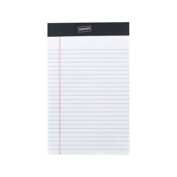 Staples Notepads 5" x 8" Narrow White 50 Sheets/Pad 12 Pads/Pack 163873